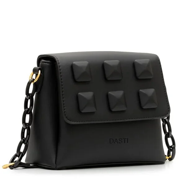 DASTI Studded Crossbody Handbag Black – Medium Size Purse + Yellow Option - Picture 3 of 9